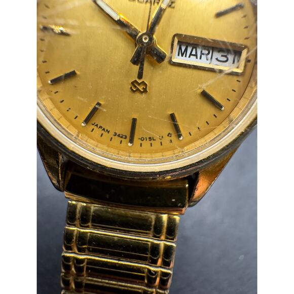 Vintage Seiko SQ Quartz Watch Women\'s Gold Tone Day Date 3423-0099 21.mm main image 10